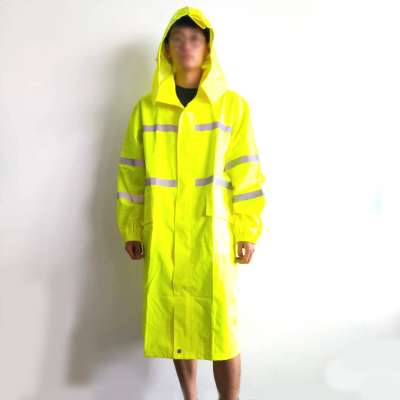 ODM High Visibility Fluorescent Reflective Clothing Jacket Streetwear Raincoat with Hat