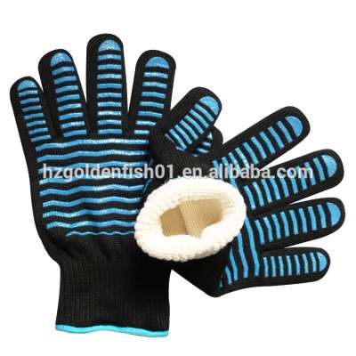 Customized Aramid Barbecue Oven Glove Handschuhe 932F Extreme Heat Resistant Glove Grill BBQ Glove with Silicone